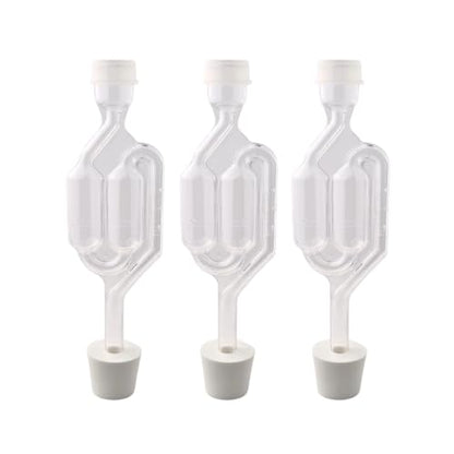 Fastrack Airlocks for Fermenting (Set of 3) | Bubble Airlock for Wine Making and Beer Making | BPA-Free S-Shaped | Used for Brewing Wine, Beer, Pickles & More | Transparent