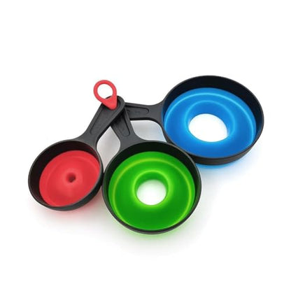 Set of 3 Silicone Funnels for Wide and Regular Jars, Kitchen Funnels for Transferring Jams, Juices, Spices and Oils