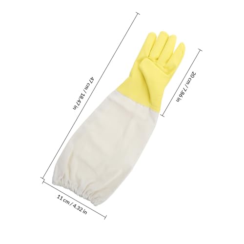 Beekeeping Safety Gloves with Long Ventilated Pu Canvas Sleeves, High Durability and Flexibility Protective Hand Gear for Outdoor Work and Beekeepers