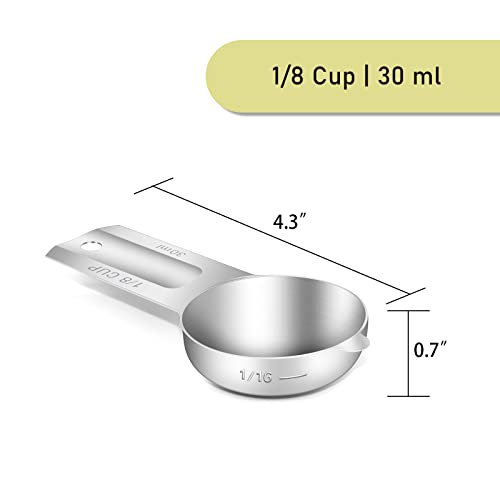 1PCS 1/8Cup (30ml, 1oz) Single Measuring Cup, Stainless Steel Measure Scoop, Metric and US Measurement, Dishwasher Safe - size: 1/8cup|30ml|1oz