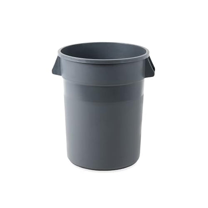 PRO&Family Commercial Round Trash Can, Ingredient Bin, Heavy-Duty Plastic, Anti-Static, Kitchen, Office, Outdoor Use (Gray, 32 Gallon) - color: Gray, size: 32 Gallon
