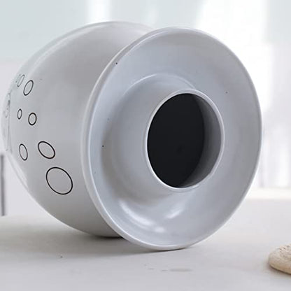 ZHOUXIAO White Traditional Chinese Ceramic Fermentation Crock Jar Pickling Jar with Water Seal Airlock Lid,Large Thickened Ceramic Pickle Jar Kimchi Pot Storage Containers 0.6KG