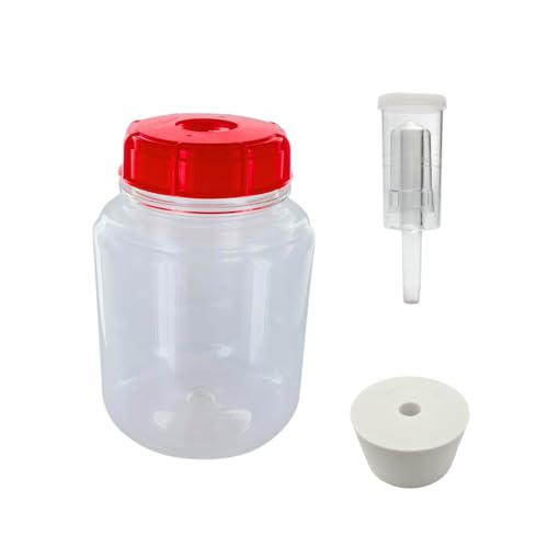 FastRack 1 Gallon PET Wide Mouth Fermonster with Airtight Lid, #10 Drilled Stopper & 3 Piece Airlock | BPA-Free, Food-Grade | Large Primary Fermenter for Home Brewing, Wine & Beer – 1 Pack