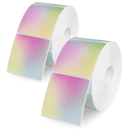 2 Inch Round Thermal Labels, Direct Thermal Printer Labels for Small Businesses, DIY Logo Design, 1500 Sheets / 2 Roll - color: Gradient Pink (1500labels/2roll), size: 2 inch