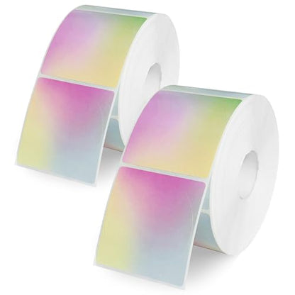 2 Inch Round Thermal Labels, Direct Thermal Printer Labels for Small Businesses, DIY Logo Design, 1500 Sheets / 2 Roll - color: Gradient Pink (1500labels/2roll), size: 2 inch