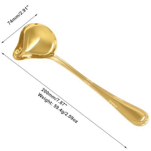 2 Pcs Stainless Steel Sauce Ladle with Pouring Spout, Gold | Long Handle, Soup Ladle, Gravy Ladle, Sauce Drizzle Spoon - size: Gold