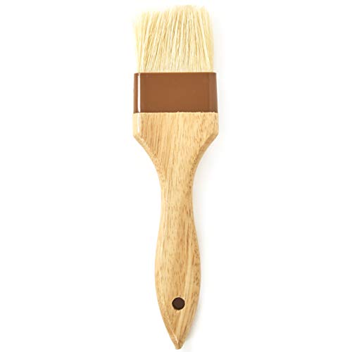 Durable, Real Wood 2 Inch Boar Bristle Pastry Brush. Grill and Kitchen Flat Brushes for Basting Meat, Spreading Butter, Eggs, BBQ Sauce or Marinades. Chef Quality Cooking, Baking or Grilling Tools - size: Small