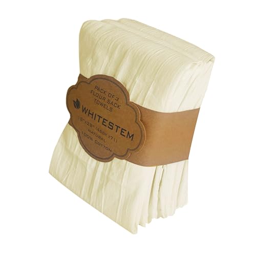 Flour Sack Towels | Tea Towel for Crafts | Kitchen | Dish | Cotton Blank Towel for Embroidery | Baking Bread Proofing Linen Cover | Thick Absorbent Quick Dry | 3 Pack 18"x28" Natural - color: Natural, size: 18"x28" - 3 Pack