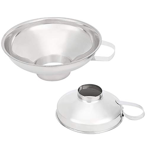 2 Pack Stainless Steel Wide Mouth Canning Funnel for Kitchen Filling and Transfer, Large Bore Funnel