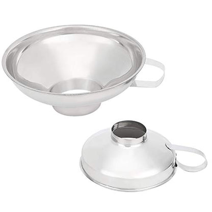 2 Pack Stainless Steel Wide Mouth Canning Funnel for Kitchen Filling and Transfer, Large Bore Funnel