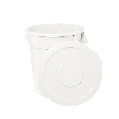 20 Gallon White Round Commercial Trash Can and Lid, Ingredient Bin, Round Food Storage Container for Kitchen/Food Prep/Storing - color: White, size: 20 Gallon with Lid