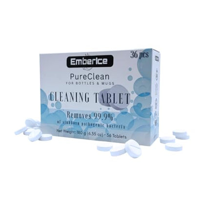 EmberIce Bottle Cleaning Tablets 36 Count | No Scrubbing, Biodegradable | Deep Cleans Bottles, Tumblers, Straws & Lids | Stainless Steel, Plastic & Silicone Safe | Fast Dissolve