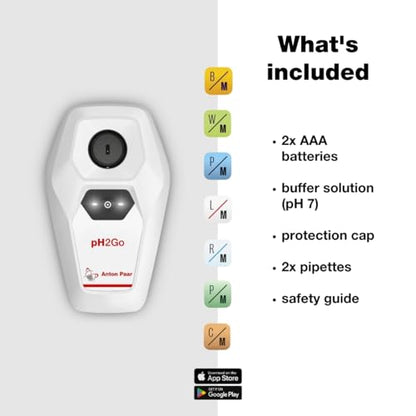 pH2Go - Digital pH Meter by Anton Paar - Glass-Free ISFET Sensor, Guided Calibration (ATC), High Accuracy, App Connected (iOS/Android) | Hydroponics, Aquarium, Pools, Water, Brewing, Winemaking