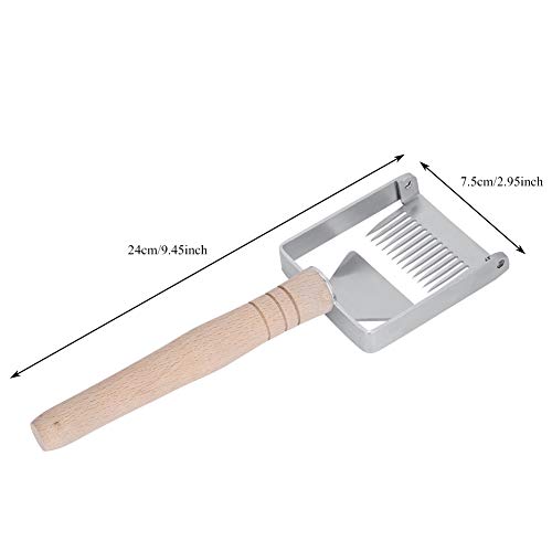 Honey Uncapping Fork, Stainless Steel Honeycomb Honey Scraper with Wooden Handle, Beekeeping Equipment Tool