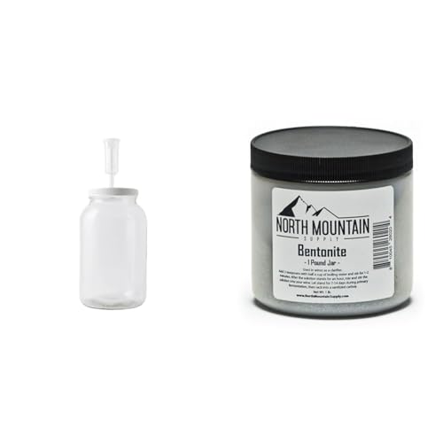 FastRack 1 Gallon Glass Jar Fermentation Kit with Econolock Airlock and North Mountain Supply 1lb Bentonite Clay