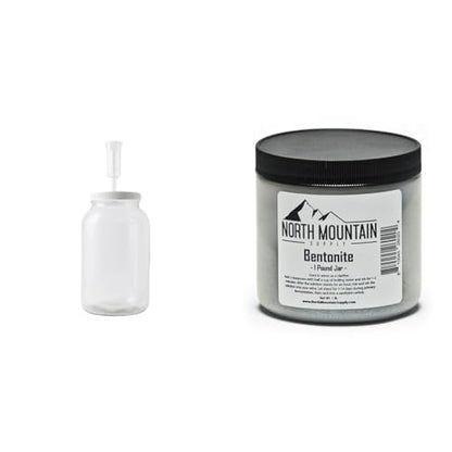 FastRack 1 Gallon Glass Jar Fermentation Kit with Econolock Airlock and North Mountain Supply 1lb Bentonite Clay