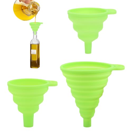 Upgrade Kitchen Funnel Set 3 Pack, Small and Large, Kitchen Gadgets Accessories Silicone Funnels for Filling Water Bottle Liquid Transfer Food Grade (D) - color: D