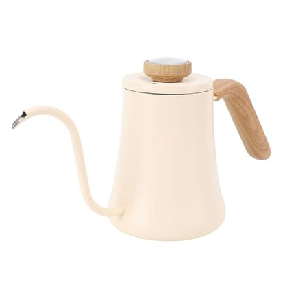 Jiawu Coffee Kettle, 600ML 304 Stainless Steel Long Spout Gooseneck Hand Drip Coffee Pot, Ergonomic Anti Scald Handle with Built In Thermometer Lid for Home Kitchen Use