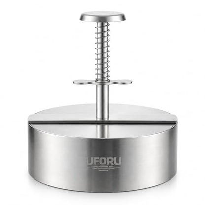 UFORU 4.5 Inch Burger Press,304 Stainless Steel Hamburger Patty Maker,Heavy Duty Non-Stick Patty Press,Spring Back Design,Dishwasher Safe Burger Maker for Smash Burgers Ground Beef,BBQ,Kitchen - size: 4.5inch