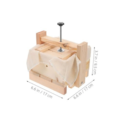 Luxshiny 1 Set Wooden Tofu Mold: 6.68 Inch Tofu Press with Cloth Bean Curd Maker Mold Kitchen Tool for Soybean Curd and Cheese Making