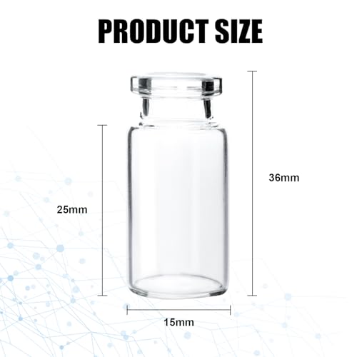 Knixxo 10 Pack 3ml Sealed Sample Vials, Transparent Glass Vials with Self Healing Injection Port - size: 3 ML