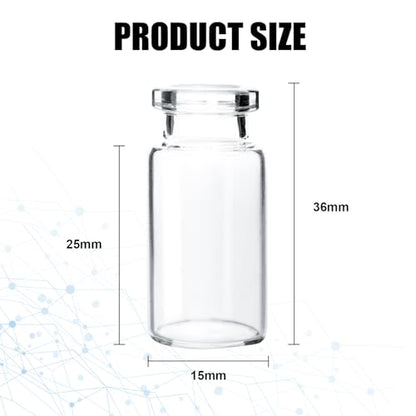 Knixxo 10 Pack 3ml Sealed Sample Vials, Transparent Glass Vials with Self Healing Injection Port - size: 3 ML