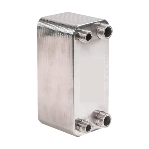 Wort Chiller, Stainless Steel Brazed Plate Heat Exchanger Liquid Cooler for Homebrew Beer Brewing & Hydronic Heating(Interface 32mm,Same Side)