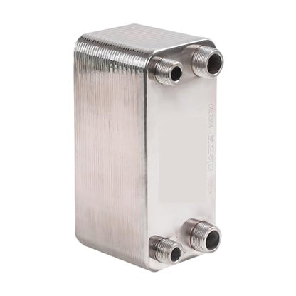 Wort Chiller, Stainless Steel Brazed Plate Heat Exchanger Liquid Cooler for Homebrew Beer Brewing & Hydronic Heating(Interface 32mm,Same Side)