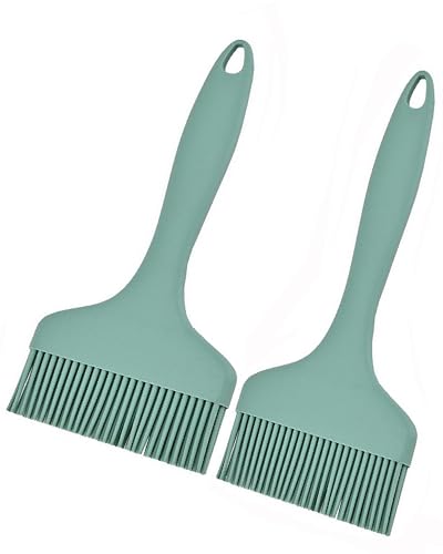 2Pcs Silicone Basting Pastry Brush - Heat Resistant Cooking Brushes Food Brush for Oil, Sauce, BBQ, Baking Outdoor Grill Dishwasher Safe – Green - color: Green