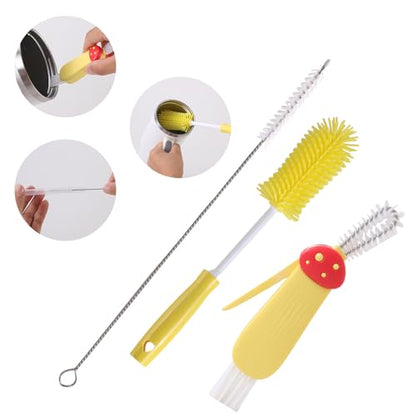 3 Pack Cleaner Brush Kit for Stanley, Bottle Cleaner Brush Set with Straw Brush Cleaner and Cup Lid Cleaning Brush for Stanley Cup, Tumbler Cups, Drinking Glass (Yellow) - color: Yellow