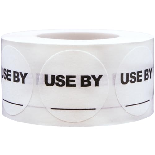 InStockLabels Dissolvable Food Labels, 500 Stickers - 1 Inch Round Use By Labels with Blank Space for Shelf Life, Prep, Rotation, Adhesive Sticker for Food Containers, Meal Storage & Restaurants