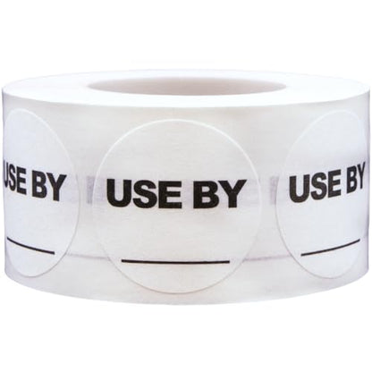 InStockLabels Dissolvable Food Labels, 500 Stickers - 1 Inch Round Use By Labels with Blank Space for Shelf Life, Prep, Rotation, Adhesive Sticker for Food Containers, Meal Storage & Restaurants