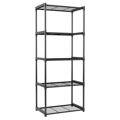 5-Tier Storage Shelves with Plastic Connectors – Metal Shelf Organizer for Pantry, Closet & Bathroom, Space-Saving Sturdy Shelving Unit Rack, Black, 17.3" x 12.8" x 56.7" - size: 17.3" x 12.8" x 56.7"(5T)