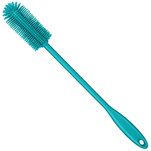 Silicone Bottle Brush, Water Bottle Cleaner Brush with Long Handle, Perfect for Cleaning Narrow Neck Containers, Vacuum Sports Bottle, Tumblers, Flask, Glassware (1 Pack, Turquoise) - color: Turquoise