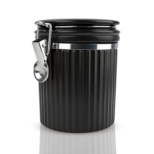 ShanSon Ceramic Kitchen Canisters Porcelain Food Storage Jar with lid 700ml/24 fl.oz Airtight Freshness Oxidation-Resistant for Flour, Sugar, Coffee,Tea, Oatmeal,Pantry & Countertop Organization - color: Black