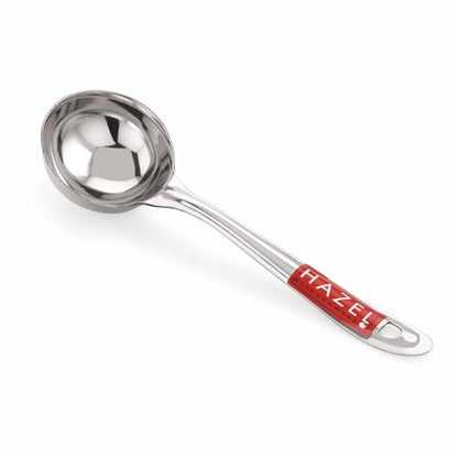HAZEL Stainless Steel Ladle for Kitchen | 7.3 cm Dia Round Soup Serving Spoon | Heavy Duty Kitchen Spoodle for Cooking, Serving, Curry, Dosa, Gravy - size: Set of 1, style: Ladle
