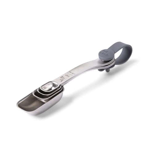 Full Circle Level Up Precision Stainless Steel Measuring Spoons, 4-Piece Set - 1/4 tsp, 1/2 tsp, 1 tsp, and 1 Tbsp - Perfect for Spice Jars - Dishwasher Safe - style: Measuring Spoons 4pc