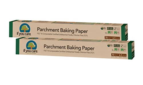 If You Care Parchment Baking Paper 70 Sq Ft Roll, Unbleached, Chlorine Free, Greaseproof, Silicone Coated, Standard Size, Fits 13 Inch Pans (Pack of 2) - size: 2 Boxes (140 Sq Ft Total)