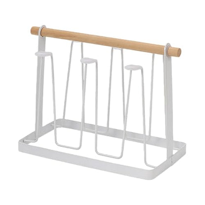 Cup Drying Rack, Bottle Drying Rack, Slanted Iron Coffee Mug Holder Stand, Countertop Glass Organizer, Removable Drain Tray Kitchen Tumbler Caddy, Counter Glass Tree - color: White