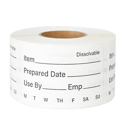 L LIKED 500 Pcs Dissolvable Food Labels Large Size 2" x 3" Food Storage Stickers Use by Shelf Life Labels for Food Storage - size: 2"x3"/500labels/Black