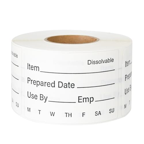 L LIKED 500 Pcs Dissolvable Food Labels Large Size 2" x 3" Food Storage Stickers Use by Shelf Life Labels for Food Storage - size: 2"x3"/500labels/Black