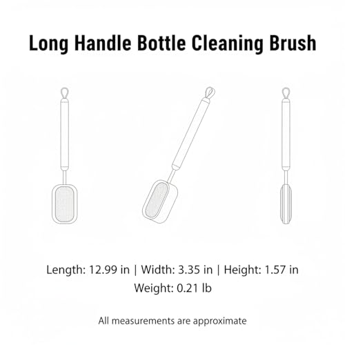 Long Handle Bottle Cleaning Brush with Soft Sponge Head for Deep Cups, Narrow Neck Bottles & Vases - 13 Inch - color: White