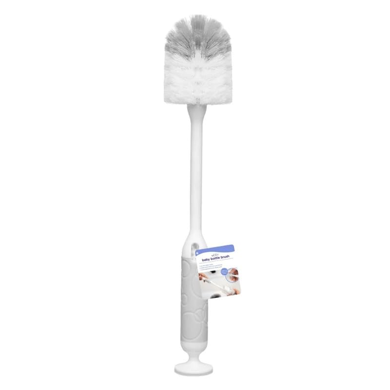 Ubbi Baby Bottle Cleaning Brush Set, Gray | Includes Nipple Brush, 2-in-1 Baby Bottle Brush Set, Standing Bottle Brush, Dishwasher Safe, Baby Registry Essential - size: One Size