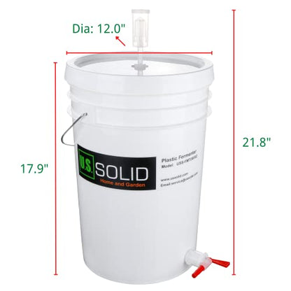 U.S. Solid Plastic Fermenter - 6.5 Gallon Food-Grade Fermenting Bucket Homebrewing Fermentor with Spigot and Airlock BPA Free - size: 6.5 gallon(1-PACK)