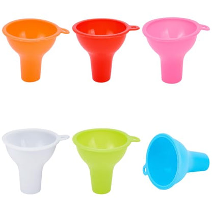 6 Pcs 6 Colors Silicone Funnel Wide Mouth Funnels for Kitchen Use Filling Bottles Flexible Condiment Sauce Canning Set Cooking Kitchen Accessories for Squeeze Bottles Jars Cans