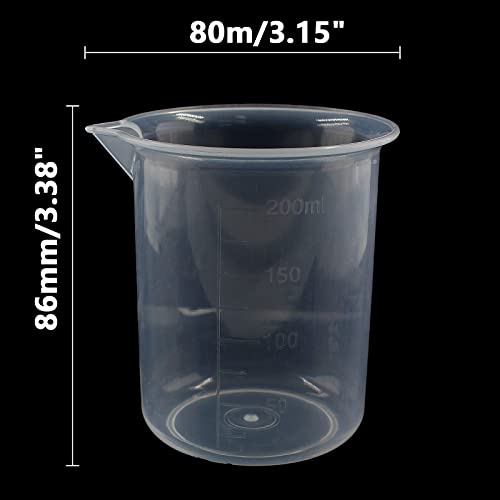 Waziaqoc 200ml/6.8oz Plastic Graduated Beaker, Transparent, 1 Pack | PP Material, Measuring Cup, Mixing Cup, For Kitchen Lab - color: 1pc, size: 200 ml