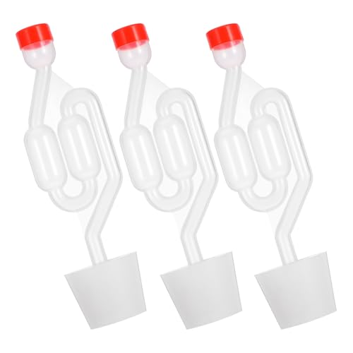 BESTYASH S-shaped Twin Bubble Airlock for Wine and Beer Fermentation, Plastic, 3pcs Set with 9# Hole Stoppers, Home Brewing and Pickling Supplies