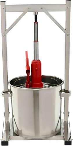 22L/5.8GAL Capacity Master Fruit Apple Cider Wine Manual Press,Stainless Steel Cider Press with Hydraulic for Cider, Grape Wine Making Supplies and Equipment~/