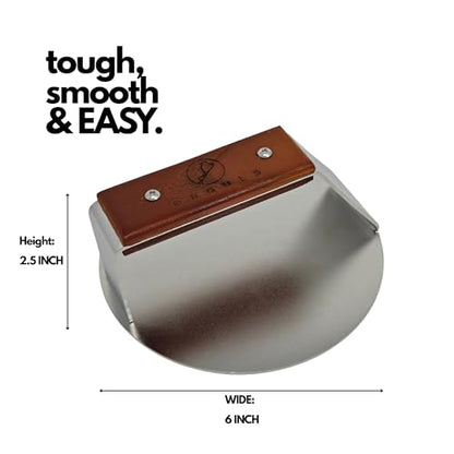 Unbreakable Smash Burger Press 6" – Heavy-Duty Stainless Steel Burger Smasher with Handmade Custom Wood Handle, Rust-Proof Press for Crispy Burgers, Bacon & Griddle Cooking