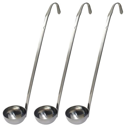 Hitefu 3 Pcs Stainless Steel Soup Ladle Set, 1 oz | Pouring Rim, Long Hooked Handles, For Cooking & Serving, Soup, Sauce, Stews - size: 1 oz